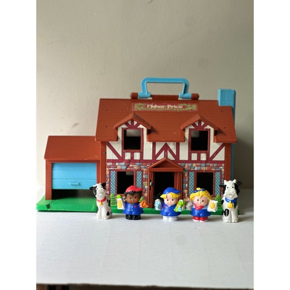 Fisher-Price Other - Vtg Fisher Price Little People Tudor House 952 Play Family Toy Lot Cows Figures